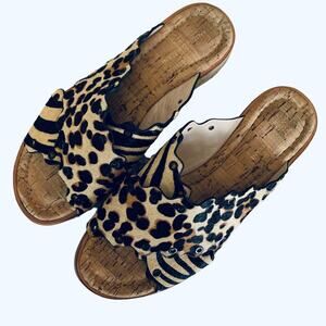 Antonio Melani | 6 Calf Hair Leopard Animal Print Slip On Shoes chunky